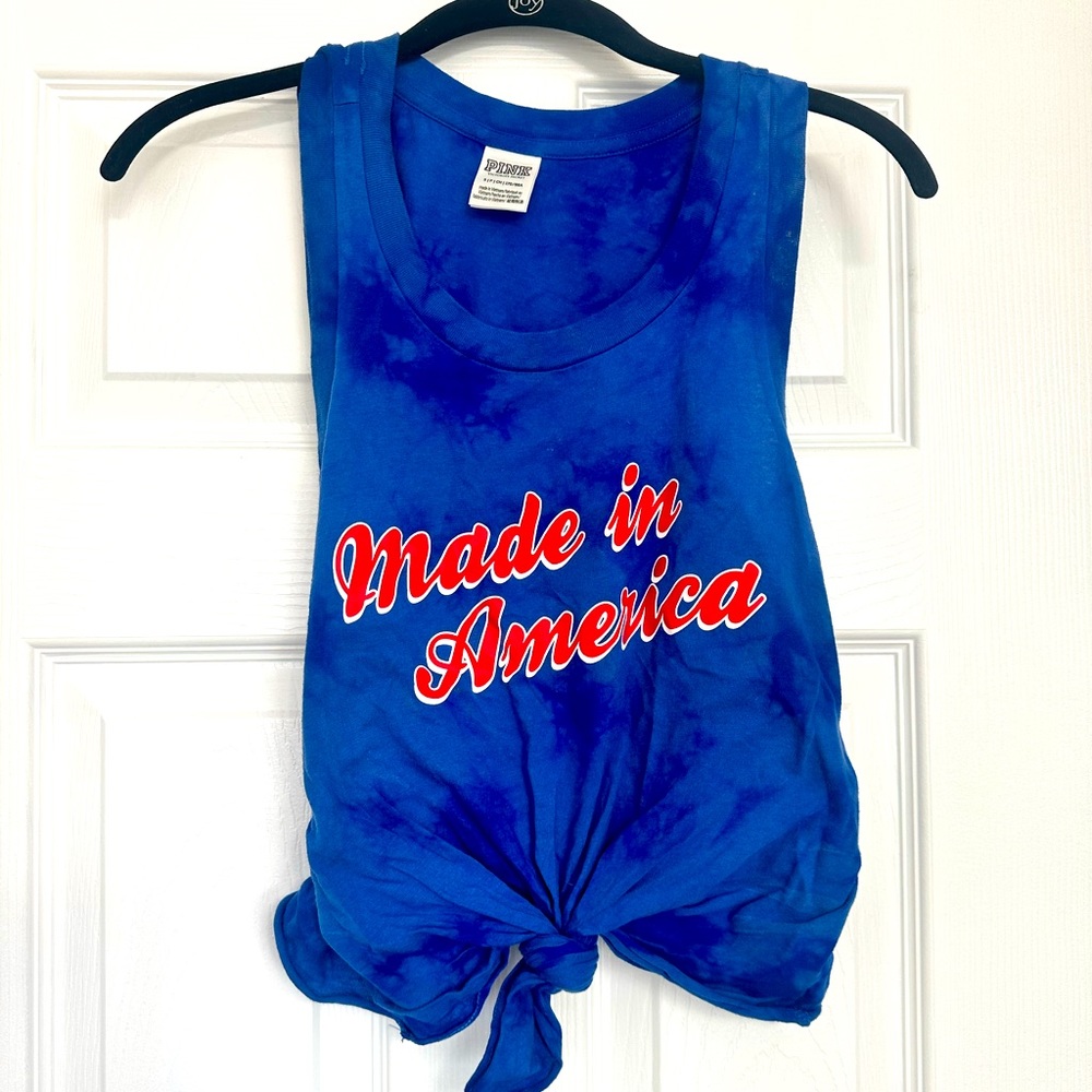 Made in America pink Victoria secret tie shirt 4th of July freedom